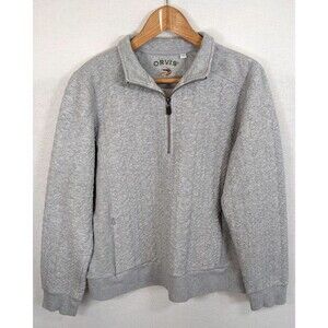 ORVIS 1/4 Zip Cable Knit Pullover Long Sleeve Light Heather Gray Women's Large
